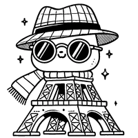 Eiffel Tower with glasses and a detective hat | Toupty.com