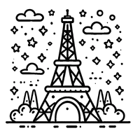 Eiffel Tower with a starry sky | Toupty.com