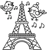 Eiffel Tower with singing birds | Toupty.com