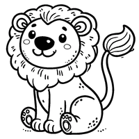 Smiling Lion Coloring | Toupty.com