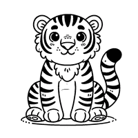 Sitting Tiger Coloring | Toupty.com