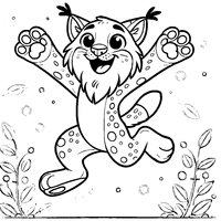 Jumping Lynx Coloring | Toupty.com