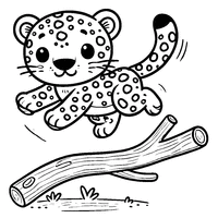 Leopard Jumping Off a Branch Coloring | Toupty.com