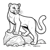 Puma Standing on a Rock Coloring | Toupty.com