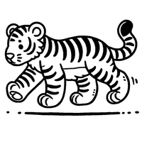 Tiger Walking Coloring | Toupty.com