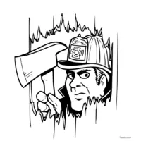 Firefighter with an axe