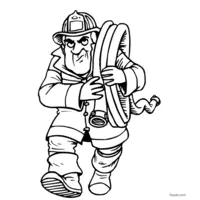 Firefighter carrying a fire hose