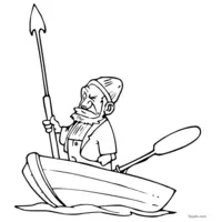 Whale fisherman in a rowboat