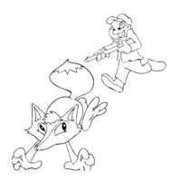 Cartoon fox coloring page