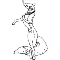 Fox sitting on a tree stump coloring page