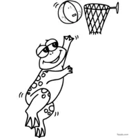 funny frog playing basketball