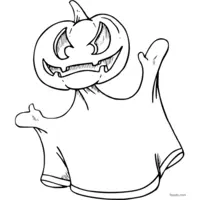 Ghost with pumpkin head coloring | Toupty.com