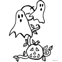 Ghosts with pumpkins coloring | Toupty.com