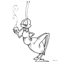 Funny grasshopper smoking a pipe | Toupty.com