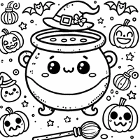 Witch cauldron Halloween coloring