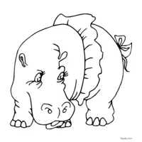 hippopotamus sketch for printing