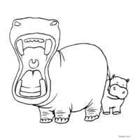 hippopotamus clipart for coloring