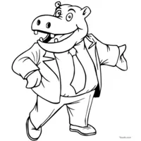 free hippopotamus sketch to color