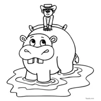 hippopotamus outline for kids to color