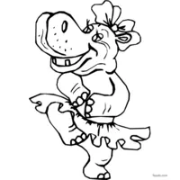 hippopotamus black and white outline