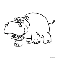 hippopotamus cartoon for kids to color