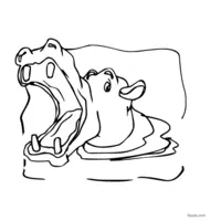 black and white hippopotamus clipart