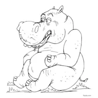 black and white hippopotamus drawing to color