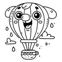 Hot air balloon with a big nose and a funny expression | Toupty.com