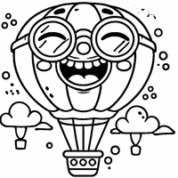 Hot air balloon with huge glasses and a funny face | Toupty.com