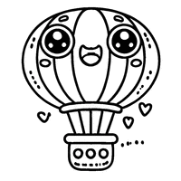 Hot air balloon with wide eyes and a joyful mouth | Toupty.com