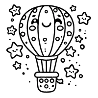 Hot air balloon with stars and a bright smile | Toupty.com