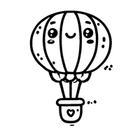 Hot air balloon with stripes and a friendly face | Toupty.com