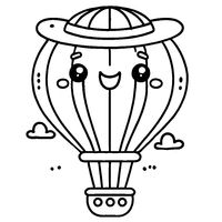 Hot air balloon with a hat and a big smile | Toupty.com