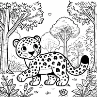 Coloring of a jaguar exploring the forest