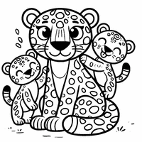 Coloring of a jaguar with its two cubs