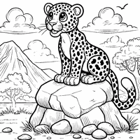 Coloring of an adult leopard on a rock