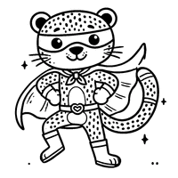 Coloring of a cartoon leopard dressed as a superhero