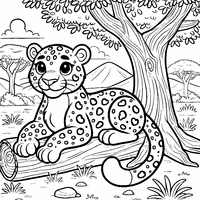 Coloring of an adult leopard in the savanna