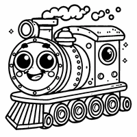 Cartoon-style locomotive coloring | Toupty.com