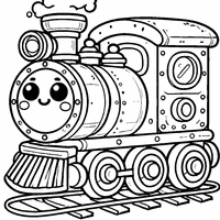 Animated-style locomotive coloring | Toupty.com