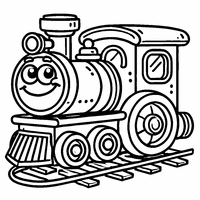 Funny cartoon locomotive coloring | Toupty.com