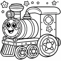 Locomotive with stars coloring | Toupty.com