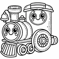 Child-drawn locomotive coloring | Toupty.com