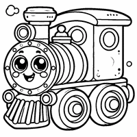 Smiling funny locomotive coloring | Toupty.com