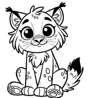 Smiling Sitting Lynx Coloring Page