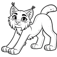 Stretching Lynx Coloring Page