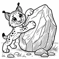 Lynx Climbing a Rock Coloring Page