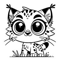 Lynx with Big Round Eyes Coloring Page