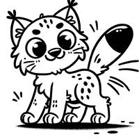 Little Lynx Standing Happy and Smiling Coloring Page