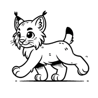 Little Lynx Walking Lightly Coloring Page